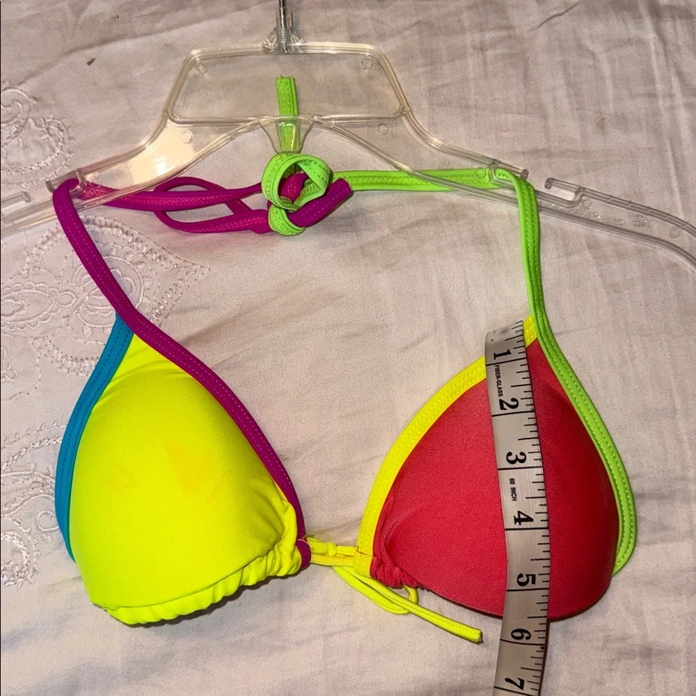 Colorful Bikini Top Multicolor Swim Top Size L